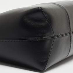 Pre Owned Tory Burch Black Leather Block-T Shopper Tote 