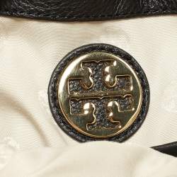 Pre Owned Tory Burch Black Leather Amanda Foldover Crossbody Bag