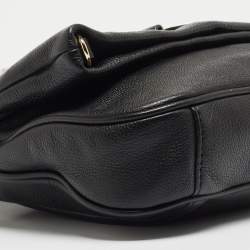 Pre Owned Tory Burch Black Leather Amanda Foldover Crossbody Bag