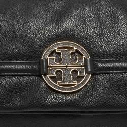 Pre Owned Tory Burch Black Leather Amanda Foldover Crossbody Bag