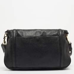 Pre Owned Tory Burch Black Leather Amanda Foldover Crossbody Bag