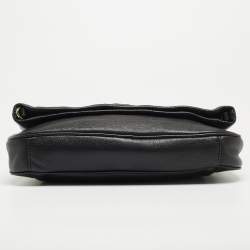 Pre Owned Tory Burch Black Leather Amanda Foldover Crossbody Bag
