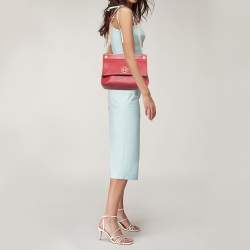 Pre Owned Tory Burch Red Leather Chelsea Flap Shoulder Bag