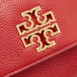 Pre Owned Tory Burch Red Leather Chelsea Flap Shoulder Bag