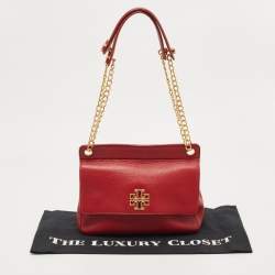 Pre Owned Tory Burch Red Leather Chelsea Flap Shoulder Bag