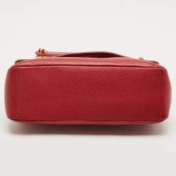 Pre Owned Tory Burch Red Leather Chelsea Flap Shoulder Bag