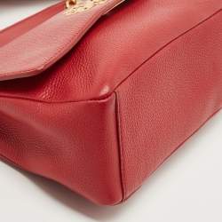 Pre Owned Tory Burch Red Leather Chelsea Flap Shoulder Bag