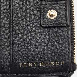 Pre Owned Tory Burch Black Leather Tassel Zip Bifold Wallet