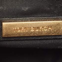 Pre Owned Tory Burch Black Leather Small Farida Fleming Charm Shoulder Bag