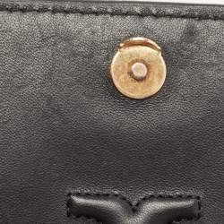 Pre Owned Tory Burch Black Leather Small Farida Fleming Charm Shoulder Bag