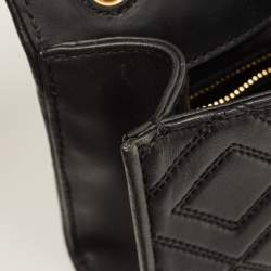 Pre Owned Tory Burch Black Leather Small Farida Fleming Charm Shoulder Bag