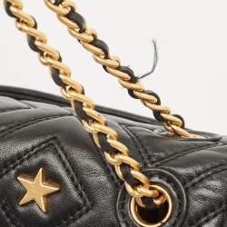 Pre Owned Tory Burch Black Leather Small Farida Fleming Charm Shoulder Bag