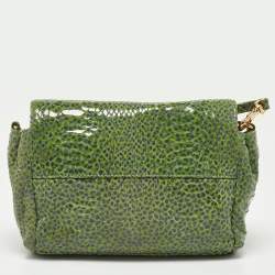 Tory Burch Green Python Print Laminate Leather Shoulder Bag