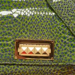 Tory Burch Green Python Print Laminate Leather Shoulder Bag