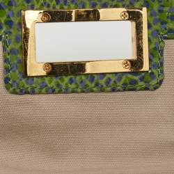 Tory Burch Green Python Print Laminate Leather Shoulder Bag