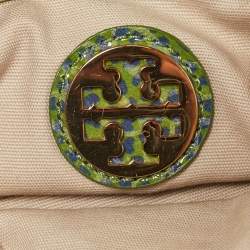 Tory Burch Green Python Print Laminate Leather Shoulder Bag