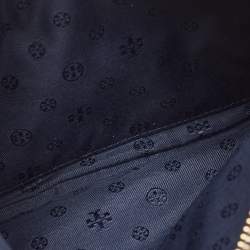 Pre Owned Tory Burch Multi Tone Blue Nubuck Fringe Wristlet Pouch