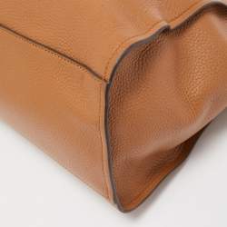 Pre Owned Tory Burch Brown Leather Small Britten Slouchy Tote