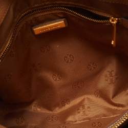 Pre Owned Tory Burch Brown Leather Small Britten Slouchy Tote