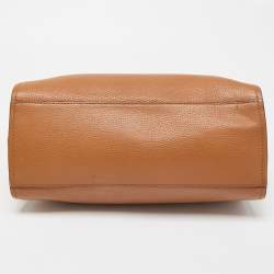 Pre Owned Tory Burch Brown Leather Small Britten Slouchy Tote