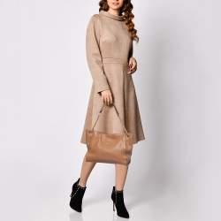 Pre Owned Tory Burch Brown Leather Small Britten Slouchy Tote