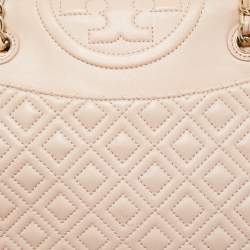 Pre Owned Tory Burch Light Pink Leather Medium Fleming Shoulder Bag