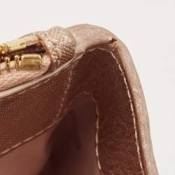 Pre Owned Tory Burch Rose Gold Patent Leather Small Robinson Double Zip Tote