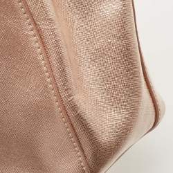 Pre Owned Tory Burch Rose Gold Patent Leather Small Robinson Double Zip Tote