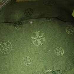Pre Owned Tory Burch Green Leather Mini Stitched Robinson Satchel