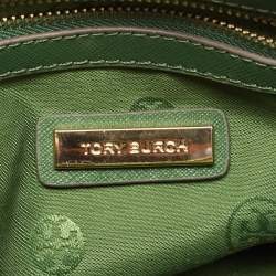 Pre Owned Tory Burch Green Leather Mini Stitched Robinson Satchel
