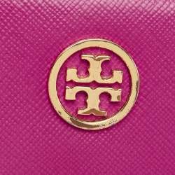 Tory Burch Majenta Saffiano Leather Robinson Zip Around Wallet