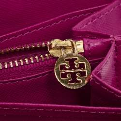 Tory Burch Majenta Saffiano Leather Robinson Zip Around Wallet