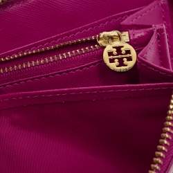 Tory Burch Majenta Saffiano Leather Robinson Zip Around Wallet