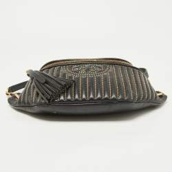 Pre Owned Tory Burch Black Studded Fleming Studded Belt Bag