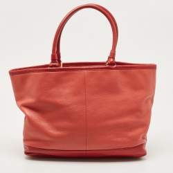 Pre Owned Tory Burch Red Leather Ella Tote
