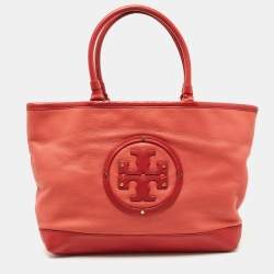 Tory Burch Tote Bag Gemini Link LARGE 3 Pc Coated Canvas/Leather Grey Navy  Blue