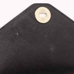 Pre Owned Tory Burch Black Leather Kira Envelope Flap Chain Bag