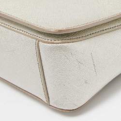 Pre Owned Tory Burch Silver Saffiano Leather Robinson Flap Shoulder Bag