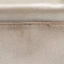 Pre Owned Tory Burch Silver Saffiano Leather Robinson Flap Shoulder Bag