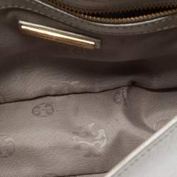 Pre Owned Tory Burch Silver Saffiano Leather Robinson Flap Shoulder Bag