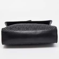 Pre Owned Tory Burch Black Leather Fleming Convertible Shoulder Bag