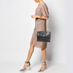 Pre Owned Tory Burch Black Leather Fleming Convertible Shoulder Bag