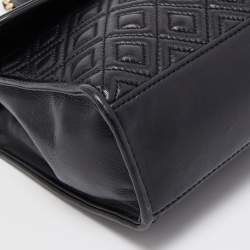 Pre Owned Tory Burch Black Leather Fleming Convertible Shoulder Bag