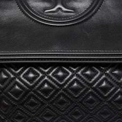 Pre Owned Tory Burch Black Leather Fleming Convertible Shoulder Bag