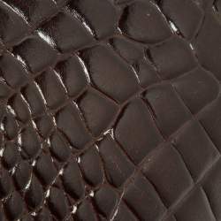Tory Burch Brown Croc Embossed Envelope Clutch