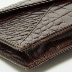 Tory Burch Brown Croc Embossed Envelope Clutch