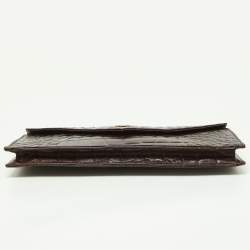 Tory Burch Brown Croc Embossed Envelope Clutch