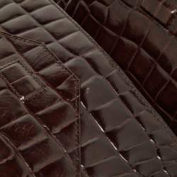 Tory Burch Brown Croc Embossed Envelope Clutch