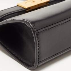 Pre Owned Tory Burch Black Leather Petite Lee Radziwill Top Handle Bag