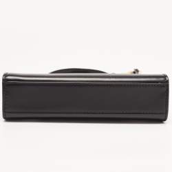 Pre Owned Tory Burch Black Leather Petite Lee Radziwill Top Handle Bag